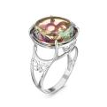 Кольцо из серебра с пл. кварцем цв. мистик родированное