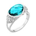 Кольцо из серебра с пл.кварцем цв.топаз Swiss и фианитами родированное