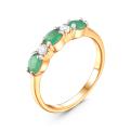 Кольцо из золочёного серебра с изумрудом и фианитами