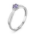 Кольцо из серебра с танзанитом родированное