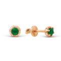 Серьги-пусеты из золочёного серебра с нат.изумрудом
