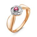 Кольцо из золочёного серебра с нат.рубином и родированием