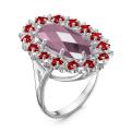 Кольцо из серебра с гт.аметистом и фианитами родированное