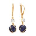 Серьги из золочёного серебра с нат. лазуритами и фианитами