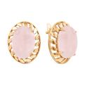 Серьги из золочёного серебра с нат.розовым кварцем