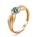 Кольцо из золочёного серебра с нат.изумрудом и родированием