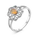 Кольцо из серебра с нат.опалом и фианитами родированное