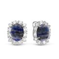Серьги из серебра с нат.лазуритом и фианитами родированные 