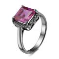 Кольцо из серебра с синт. александритом и нат. шпинелью родированное