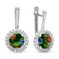 Серьги из серебра с муранским стеклом и фианитами родированные