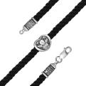 Браслет религиозный из чернёного серебра (текстильный шнурок с подвижным элементом)