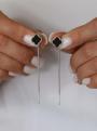 Серьги-продёвки  из серебра с чёрным ониксом родированные