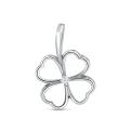 Подвеска из серебра с фианитом родированная - Клевер