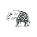 Брошь из чернёного серебра с марказитами - Слон