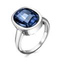 Кольцо из серебра с кристаллом Swarovski синий родированное
