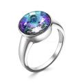 Кольцо из серебра с кристаллом Swarovski мистик родированное 