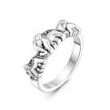 Кольцо из чернёного серебра с марказитами - Три слона