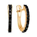 Серьги из золочёного серебра с нат.чёрной шпинелью