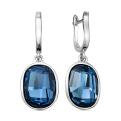 Серьги из серебра с кристаллом Swarovski синий родированные