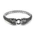 Браслет из чернёного серебра с нат.гранатом и марказитами