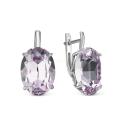 Серьги из серебра с кристаллом Swarovski Светло-фиолетовый родированные