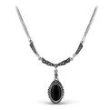 Колье из чернёного серебра с нат.чёрным ониксом и марказитами
