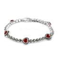 Браслет из чернёного серебра с натуральным красным агатом и марказитами