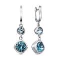 Серьги из серебра с кристаллами Swarovski Синий родированные