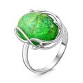 Кольцо из серебра с синт.зелёным опалом родированное