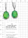 Серьги из серебра с синт.зелёным опалом родированные