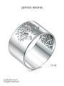 Кольцо широкое из родированного серебра - Дерево жизни