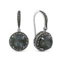 Серьги из чернёного серебра с нат.лабрадоритом и марказитами