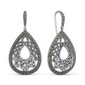Серьги из чернёного серебра с горным хрусталём и марказитами