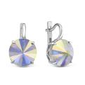 Серьги из серебра с кристаллами Swarovski Северное сияние родированные