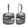 Серьги из чернёного серебра с горным хрусталём и марказитами
