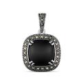 Подвеска из чернёного серебра с нат.ониксом и марказитами