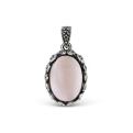 Подвеска из чернёного серебра с нат.розовым перламутром и марказитами