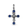 Подвеска-крест из чернёного серебра с фианитами