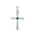 Подвеска-крест из серебра с фианитами родированная