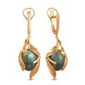 Серьги из золочёного серебра с нат.лабродоритом