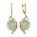 Серьги из золочёного серебра с нат.нефритом