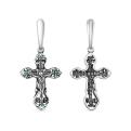 Крест из чернёного серебра с фианитами - Спаси и сохрани 3,5 см