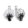 Серьги из серебра с чёрными фианитами родированные - Пауки