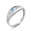 Кольцо из серебра с нат. топазом и фианитами родированное