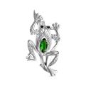 Брошь из серебра с фианитами родированная - Лягушка