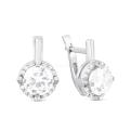 Серьги из серебра с фианитами родированные