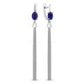 Серьги из серебра с нат.сапфиром родированные