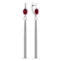 Серьги из серебра с нат.рубином родированные