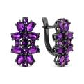Серьги из серебра с нат.аметистом родированные