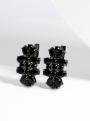 Серьги из серебра с чёрной шпинелью и чёрным родированием